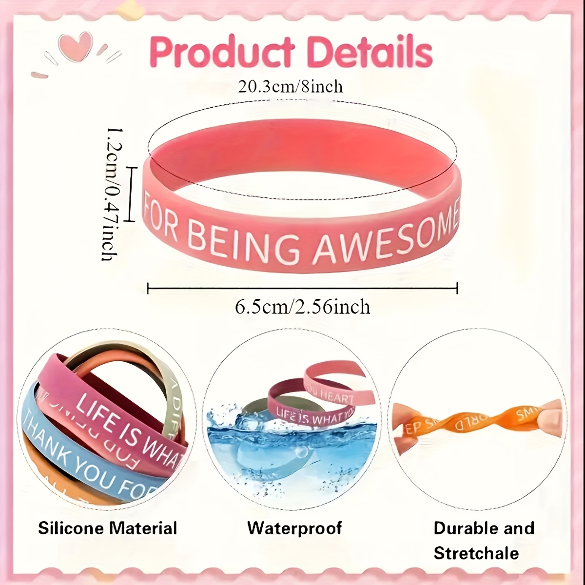 16pcs Vintage Silicone Bracelet Set, Motivational Phrases